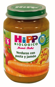 Vegetables with pasta and ham. 12 x 190 gr.